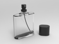 香水瓶实心玻璃与塑料材质渲染